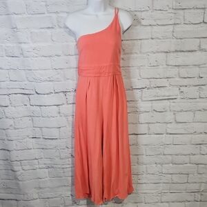 Elegant One-Shoulder Wide Leg Coral Jumpsuit